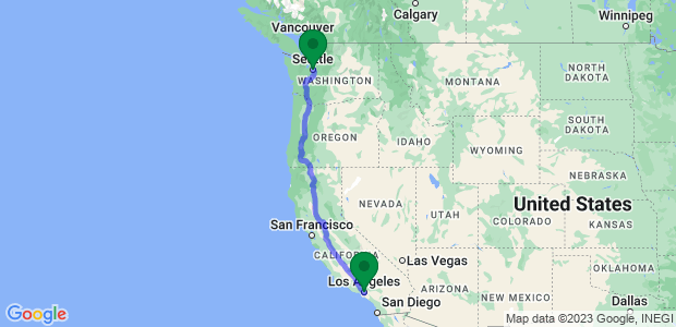 Seattle to Los Angeles Movers Map