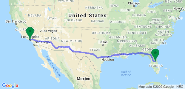 Moving from Orlando to LA Map