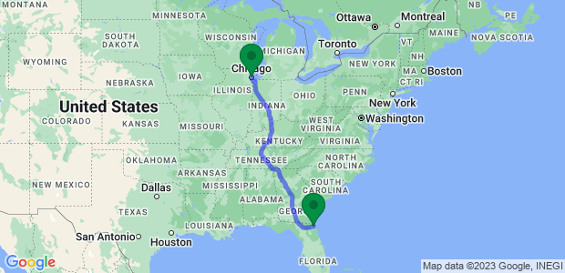 Jacksonville to Chicago Movers Map