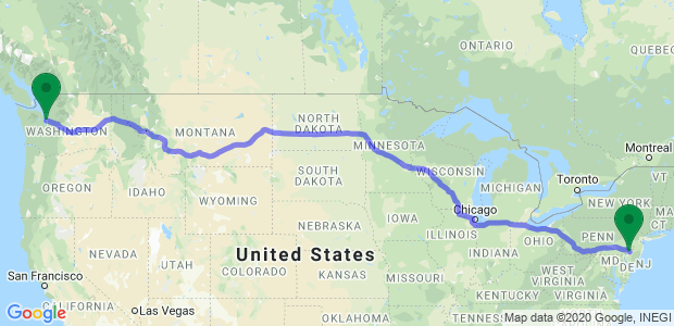 Philadelphia to Seattle Movers Map