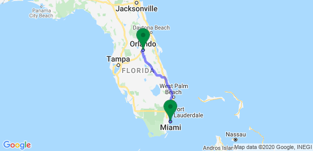 Miami to Orlando Movers Map