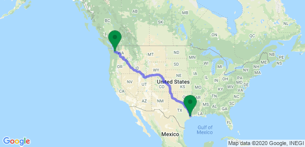 Moving from Houston to Seattle Map