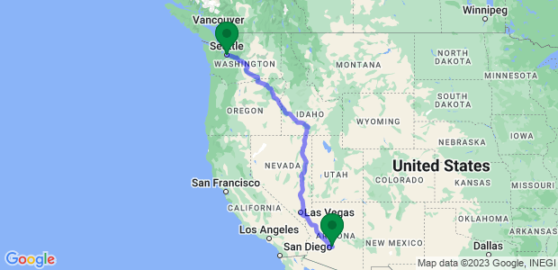 Seattle to Phoenix Movers Map