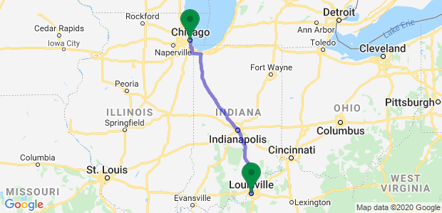 Moving from Chicago to Louisville Map