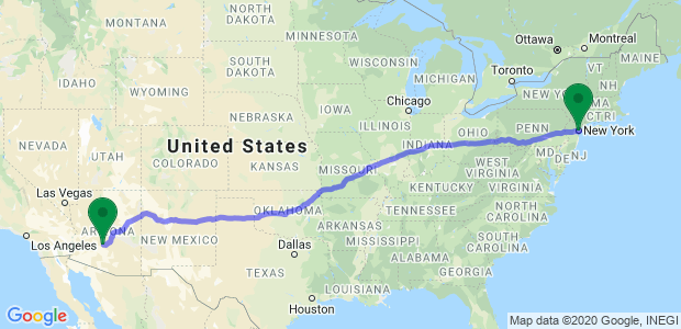 Phoenix to New York Movers Map