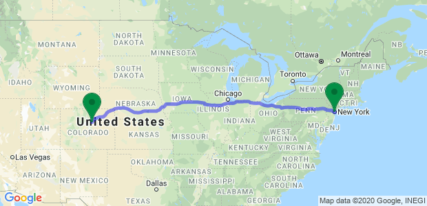 Moving from Denver to New York Map