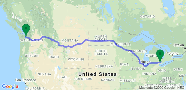 Detroit to Seattle Relocation Map