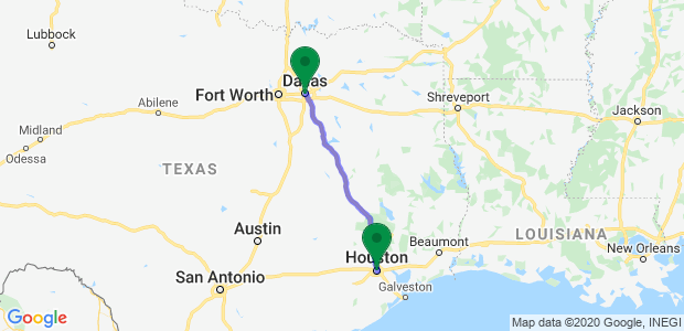 Dallas to Houston Movers Map