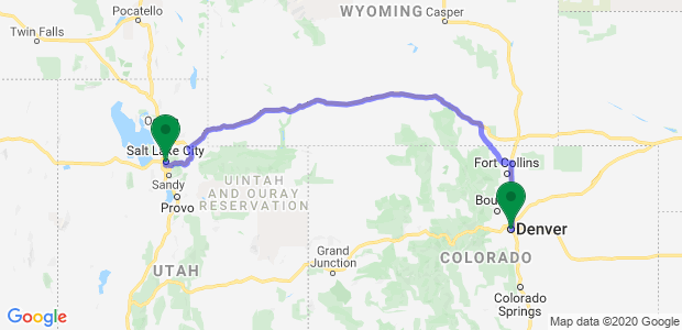 Moving from Salt Lake City to Denver Map