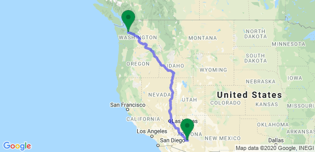 Moving Companies - Phoenix to Seattle Map