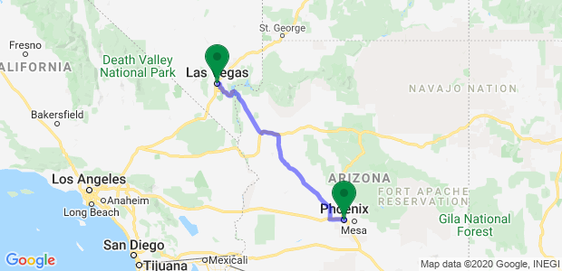 Las Vegas to Phoenix Movers Map