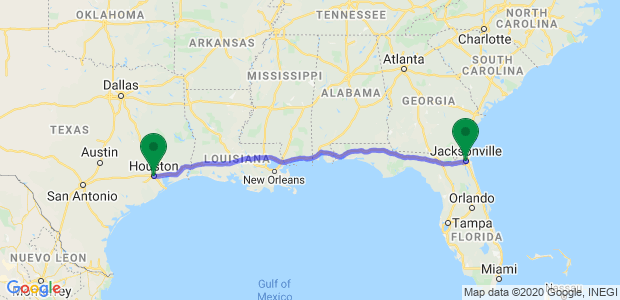 Moving from Jacksonville to Houston Map