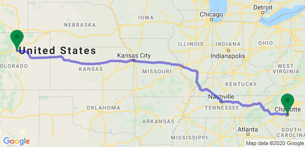 Moving from Charlotte to Denver Map