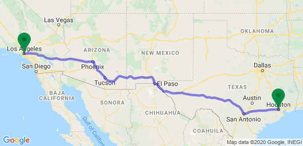 Moving from Los Angeles to Houston Map