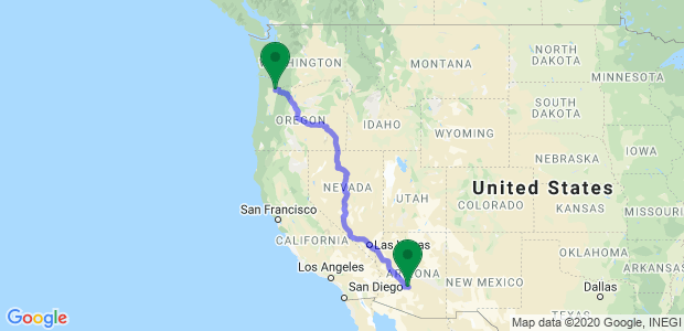 Moving from Phoenix to Portland Map