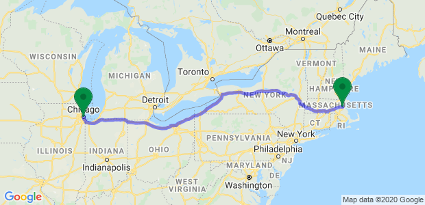 Chicago to Boston Movers Map