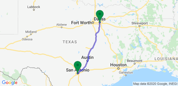 San Antonio to Dallas Movers Map