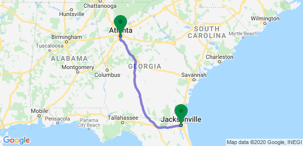 Moving from Atlanta to Jacksonville Map