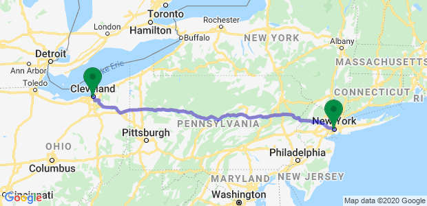 Moving from NYC to Cleveland, Ohio Map