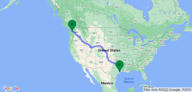 Seattle to Houston Movers Map