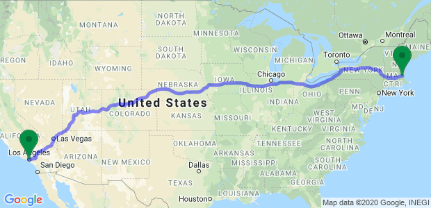 Moving from Boston To Los Angeles Map