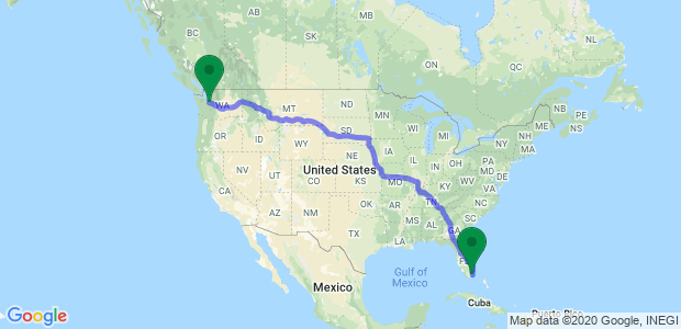 Moving from Miami to Seattle Map