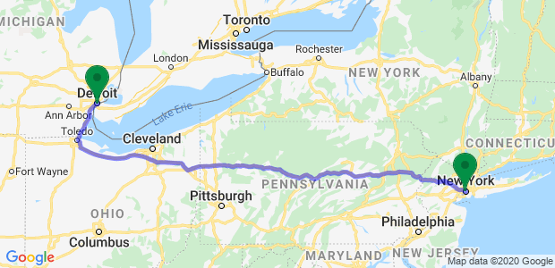 Detroit to New York Movers Map