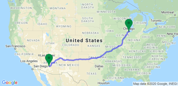 Phoenix to Chicago Movers Map