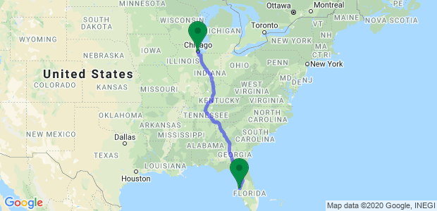 Moving from Tampa to Chicago, IL Map