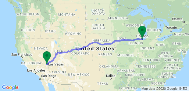 Chicago to Las Vegas Movers Map