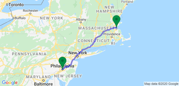 Reliable Philadelphia to Boston Moving Companies Map