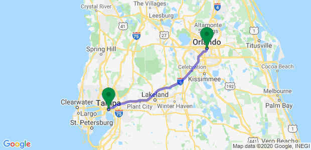 Tampa to Orlando Movers Map