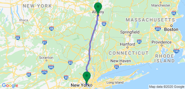 Albany to Newark Movers Map