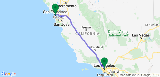 Moving from San Francisco to Los Angeles  Map