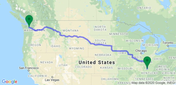 Moving from Louisville to Seattle  Map