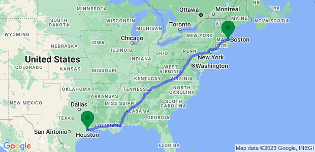 Boston to Houston Movers Map